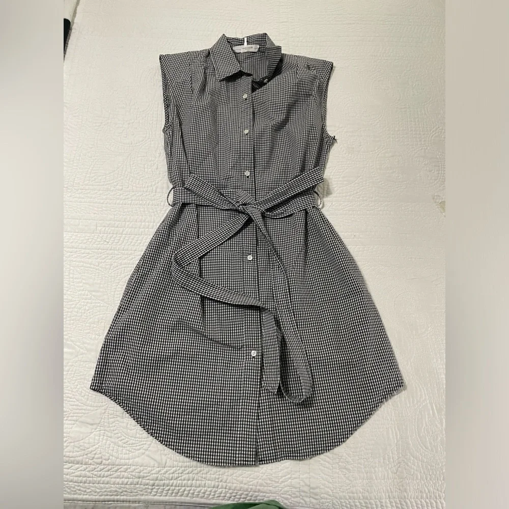 Frame Gingham Print Summer Shirt Dress Button Front XS